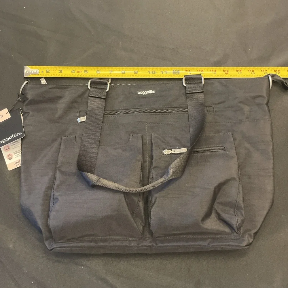 Baggallini Any Day Laptop Computer Tote Bag Black Nylon NEW